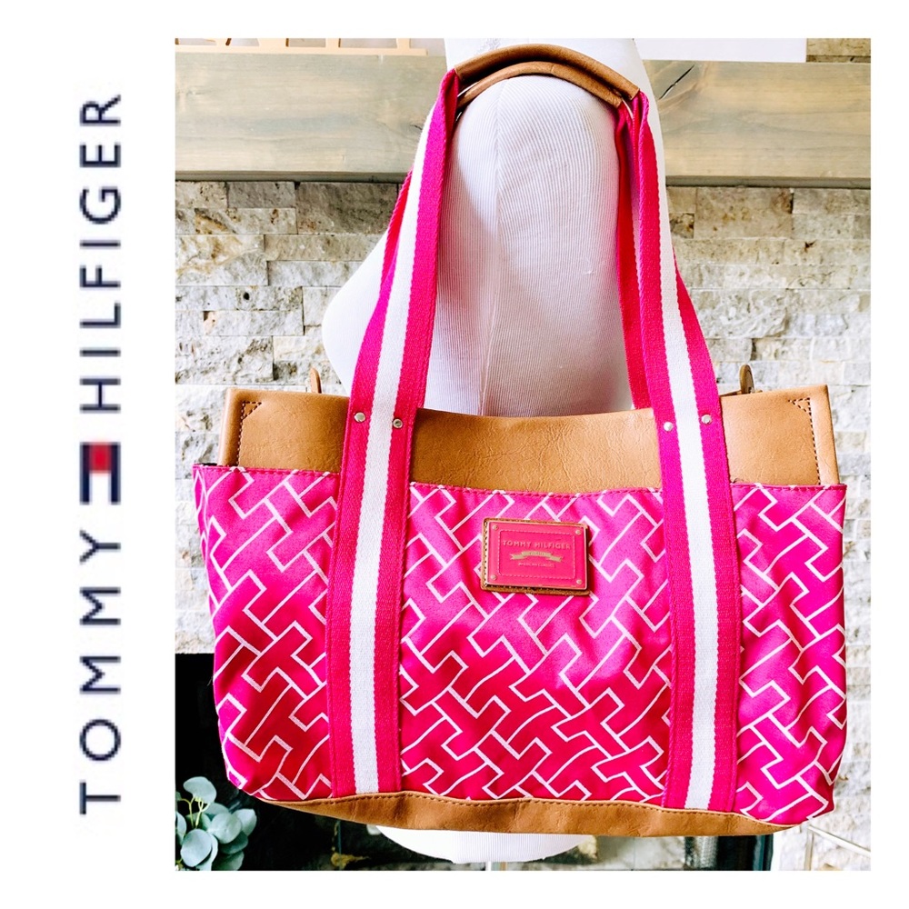 Tommy Hilfiger Hot Pink/Leather Shoulder Bag
